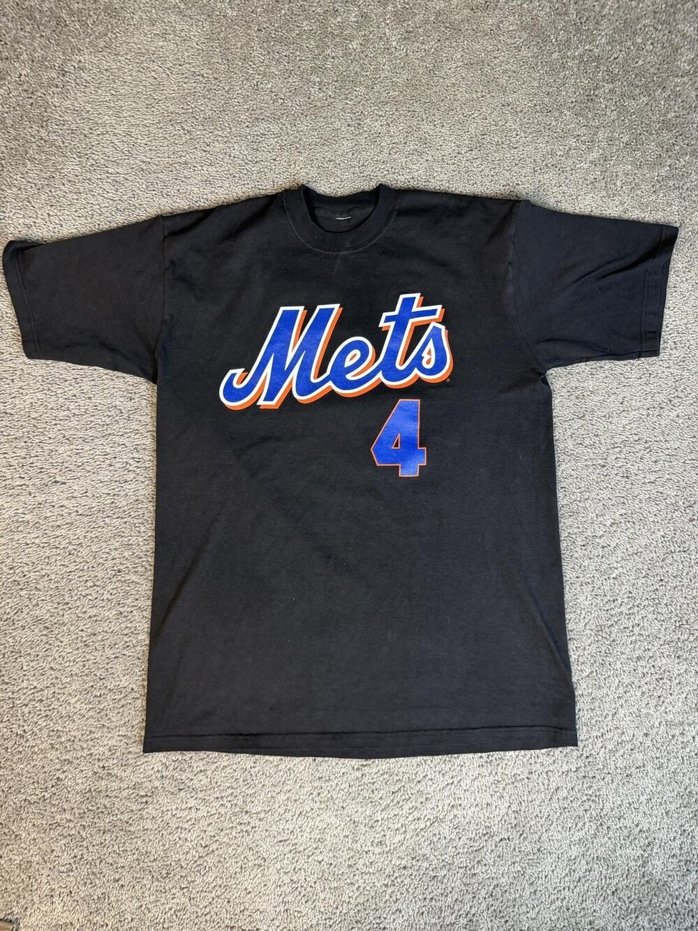 VTG New York Mets Shirt Mens L Black MLB Baseball Ventura #4 Short Sleeve